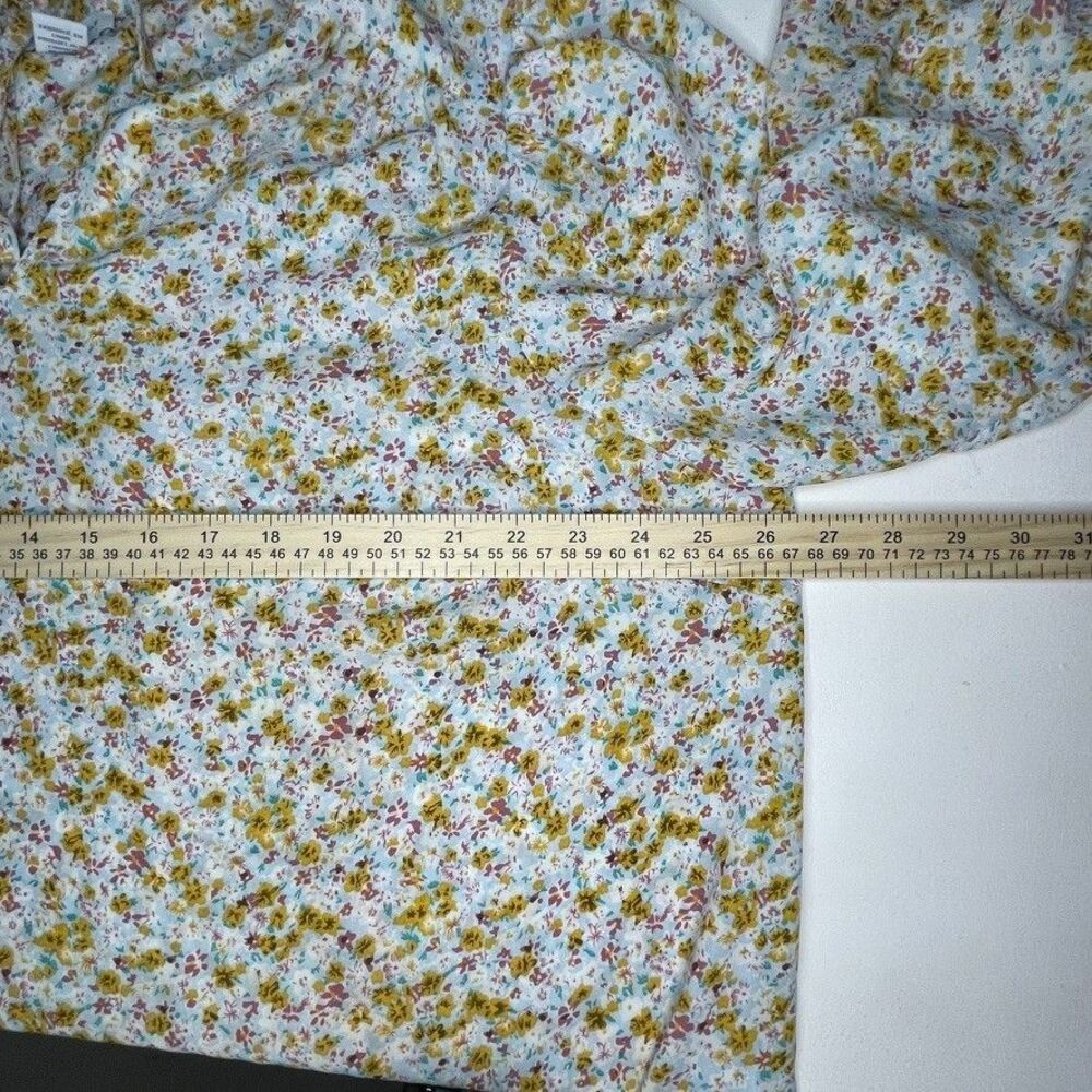 Carolina Belle Floral Blue Peasant Blouse Tie Neck Flowy Womens 2X Plus Summer - Picture 6 of 7